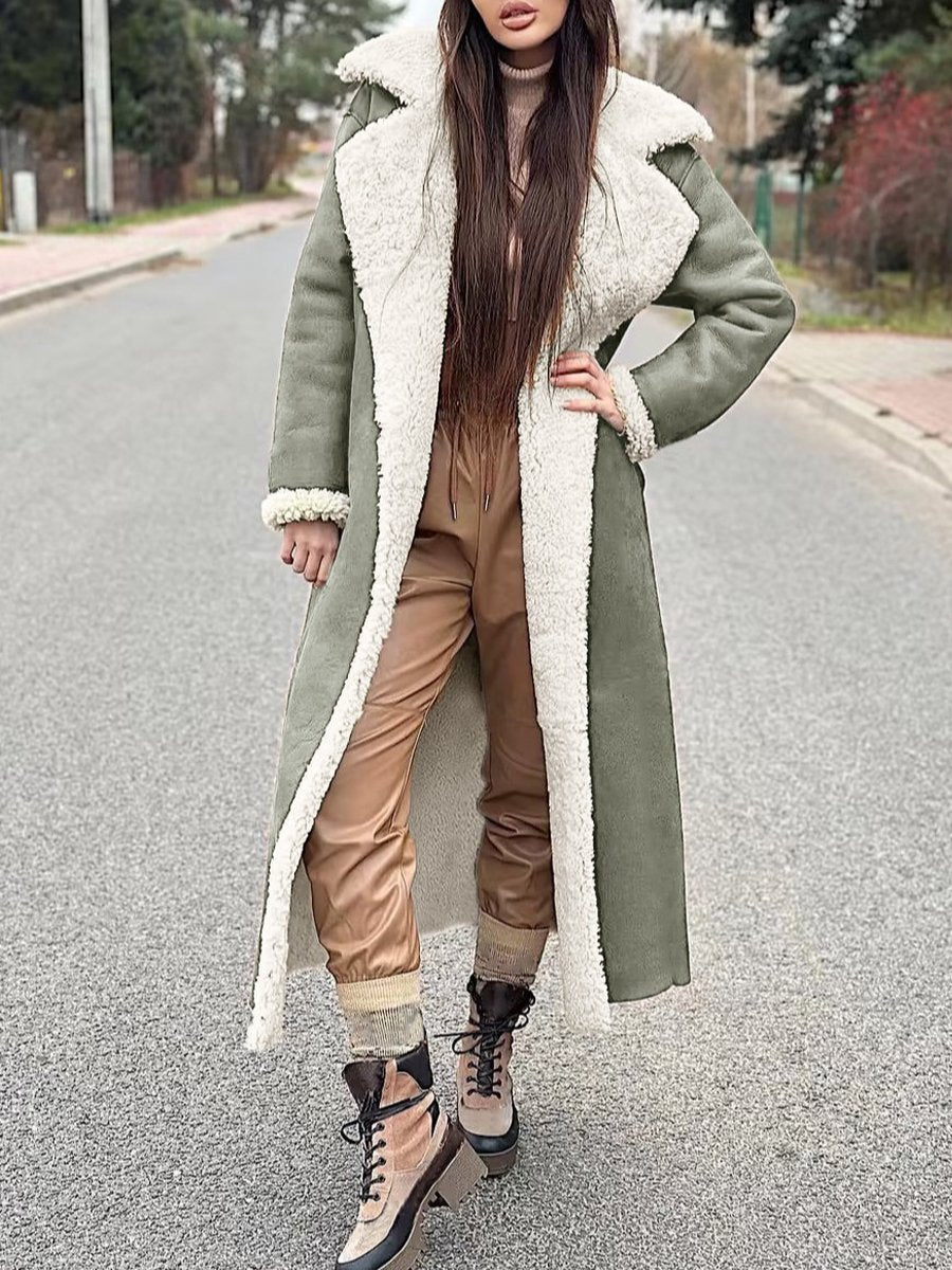Cozy Shearling-Lined Fake Fur Fleece Coat