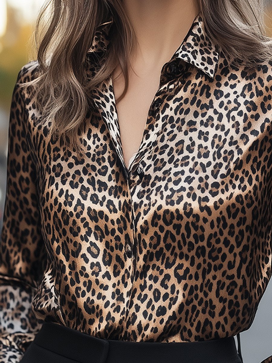 Modern Luxe Leopard Satin Blouse