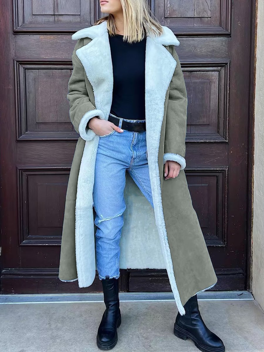 Cozy Shearling-Lined Fake Fur Fleece Coat