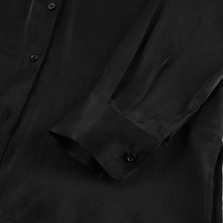 Silk Black Button-Up Blouse