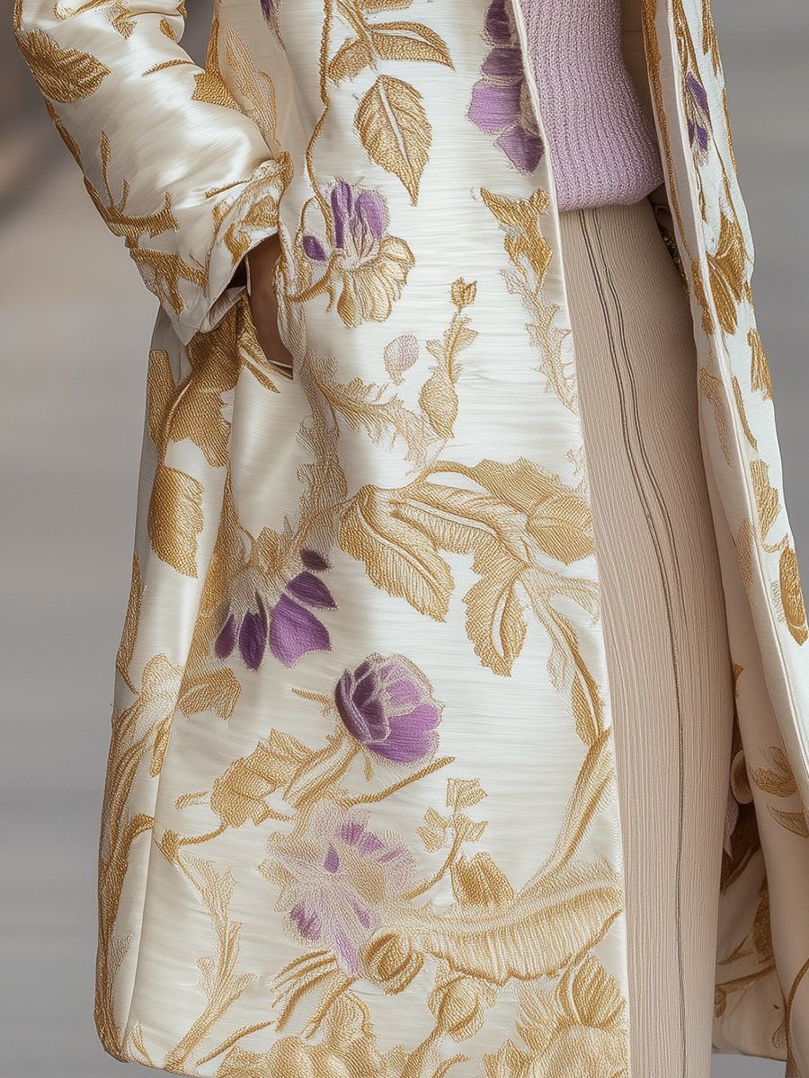 Ivory Blossom Jacquard Coat