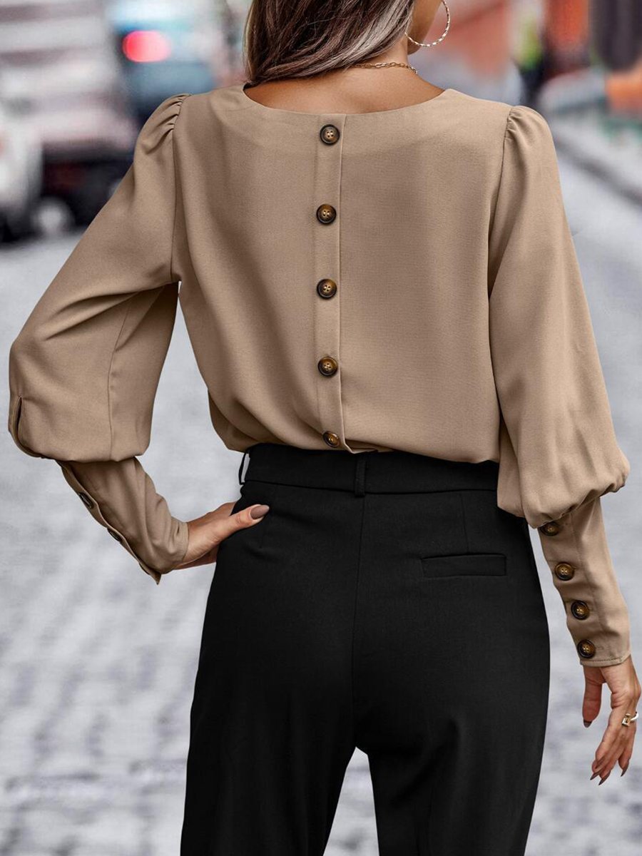 Sophisticated Buttons Blouse with Puffed Sleeves
