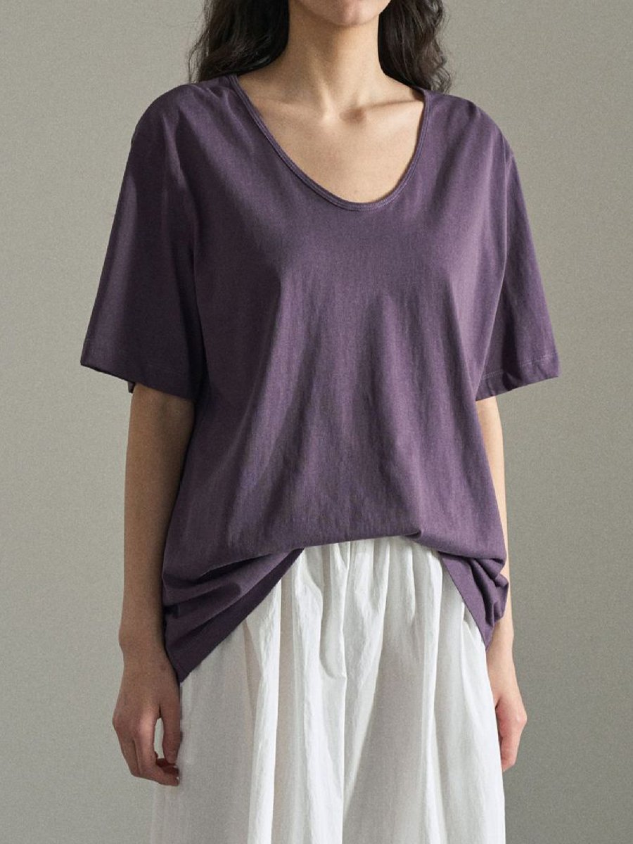 U-neck Cotton Short-sleeved T-shirt