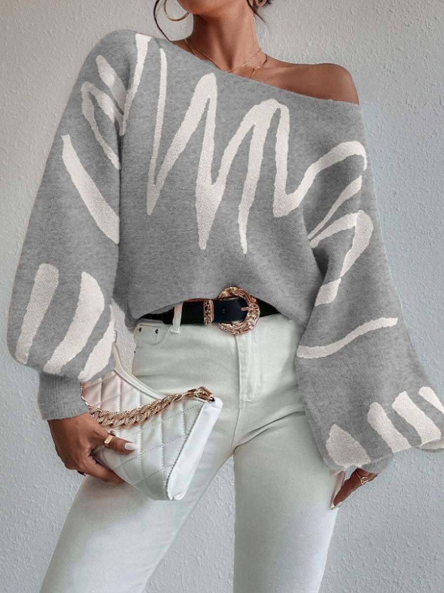 Loose Pullover Knitted Lantern Sleeve Sweater