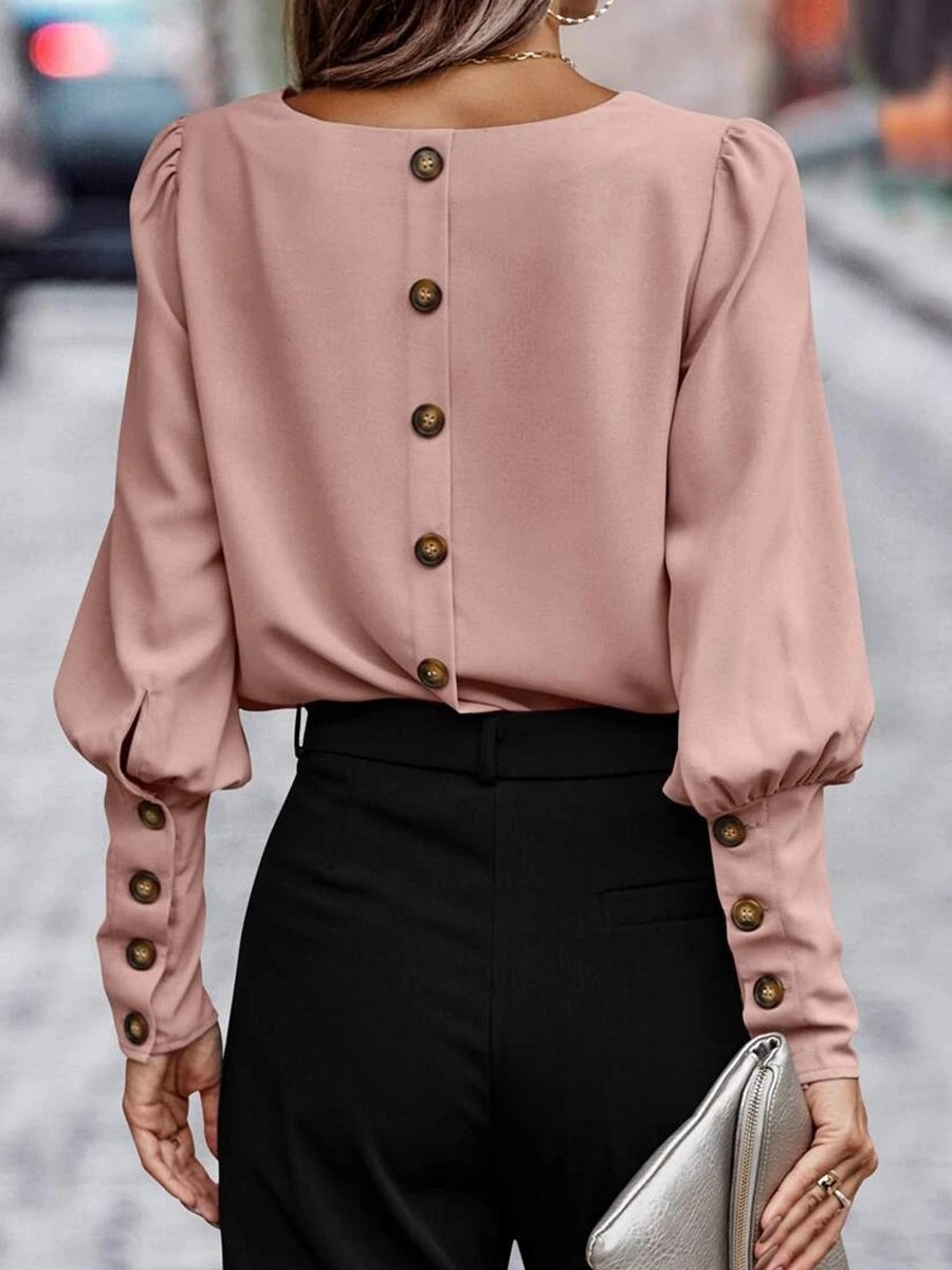 Sophisticated Buttons Blouse with Puffed Sleeves