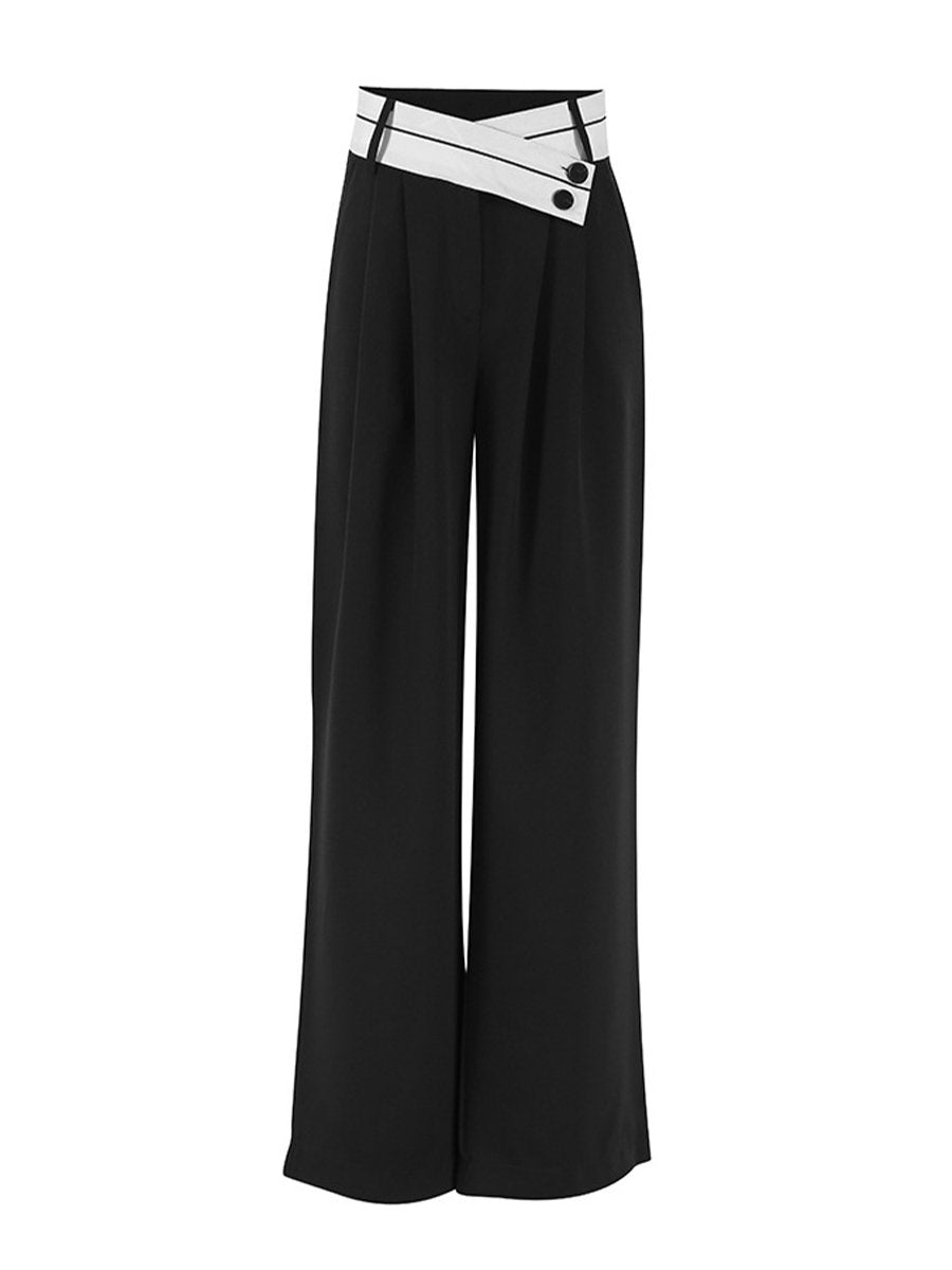 Chic Contrast: High-Waisted Black and White Wide-Leg Pants