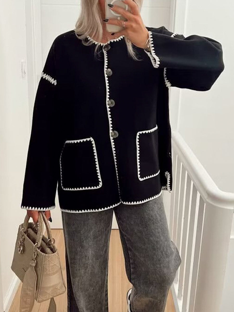 Chic Contrast Trim Jacket The Perfect Balance of Casual and Refined