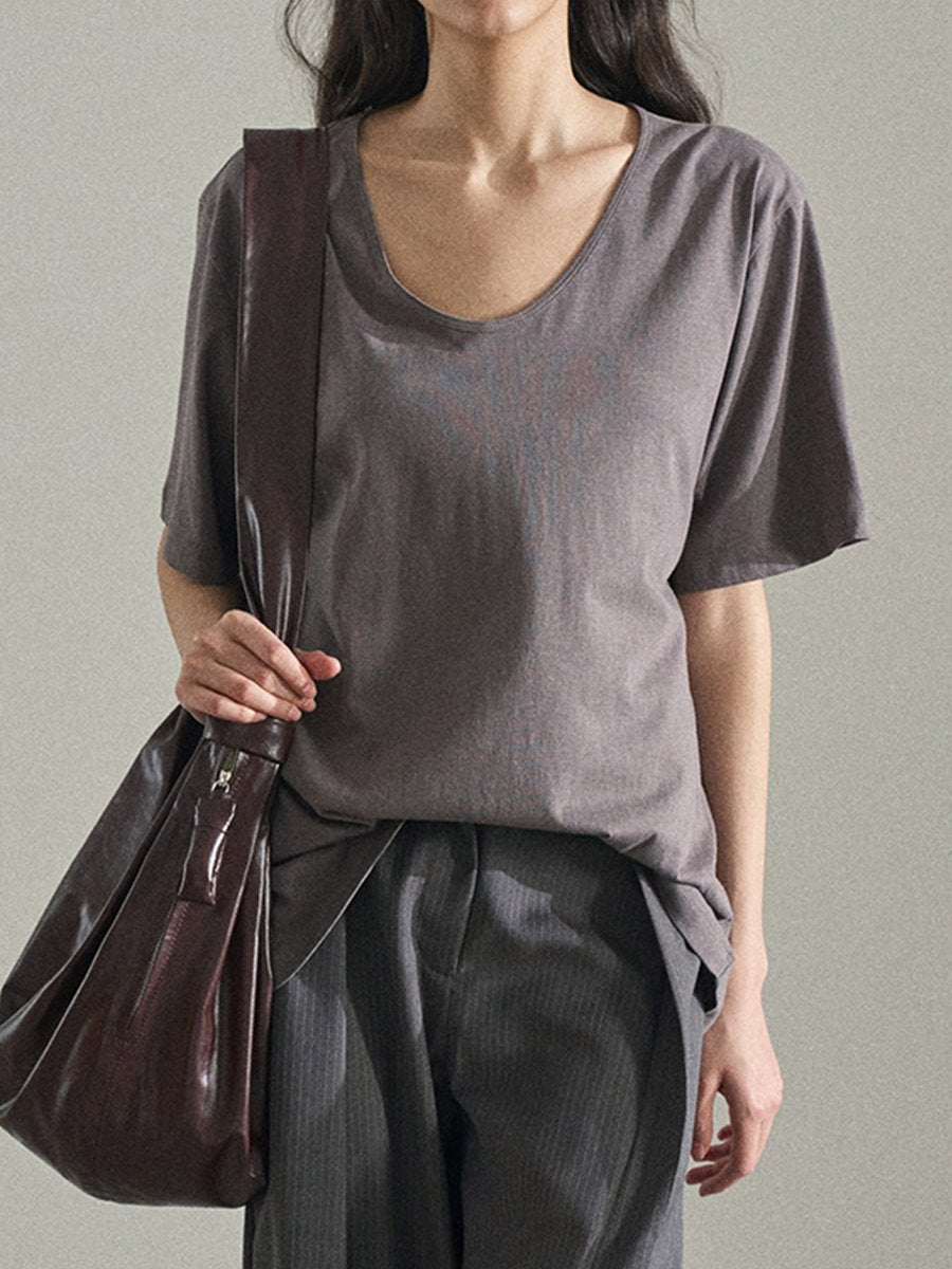 U-neck Cotton Short-sleeved T-shirt