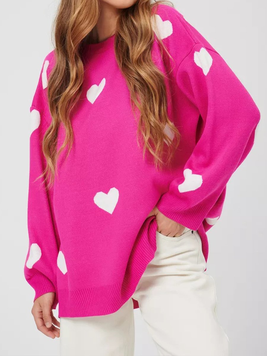 Long Sleeve Printed Knitted Sweater